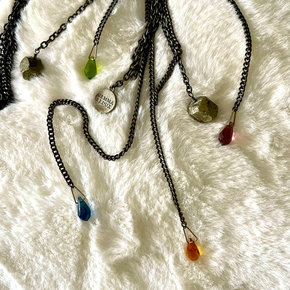 Gemma Redux multi strand stone necklace. Designer made famous on Gossip Girl. - Picture 2 of 11